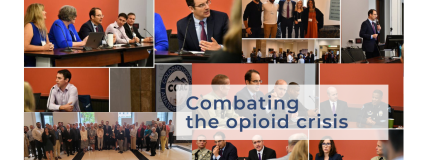 Collage of photos from the opioid conference.